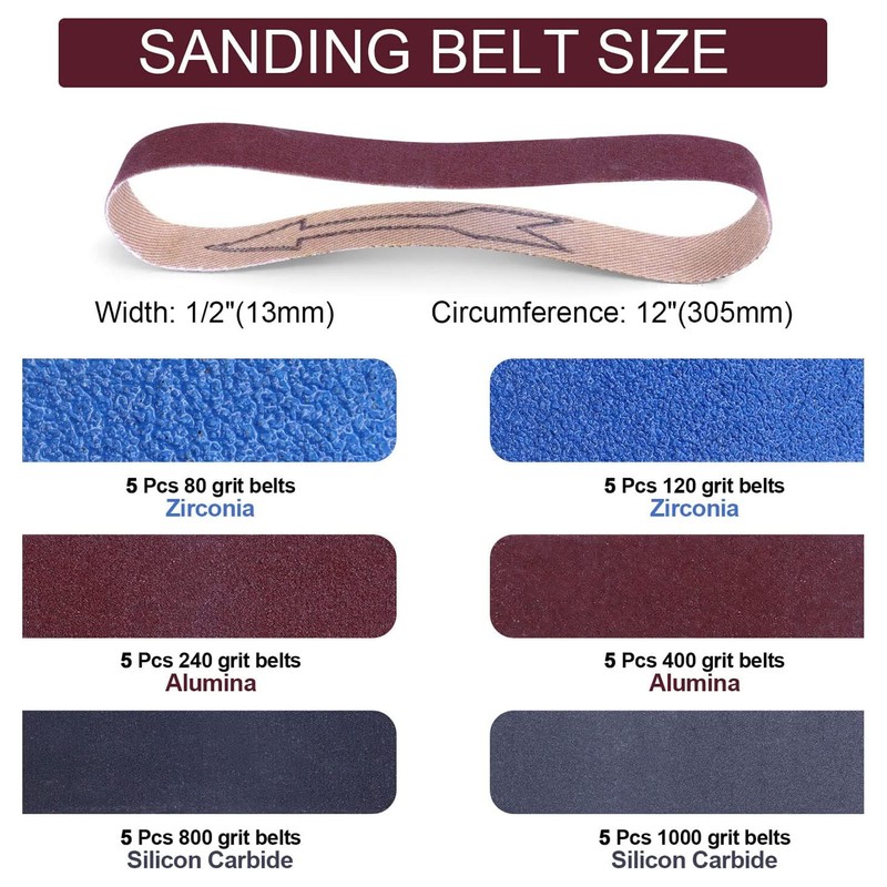 30PCS Sanding Belts Assortment Knife Sharpener Sandpaper Belt Set 80