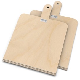 AUPROTEC Danny Wooden Pizza Shovel Pizza Board Birch Polished Set of 2 Size M 26 x 26 cm