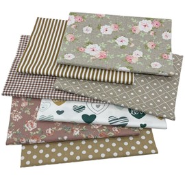 EDGEAM Cotton Fabric, Sold by the Metre, Fabric Package, Patchwork Fabric, Cotton Fabrics for Sewing, 7 Pieces, 50 x 45 cm for Sewing Fabrics, DIY Crafts, Scrapbooking (Brown, 50 x 45 cm)