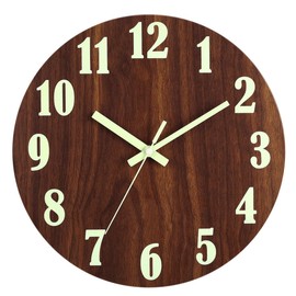 HZDHCLH Lautlose Wanduhr Funkuhr Wand Wanduhr aus Holz Retro Leuchtende Wanduhr für Wohnzimmer,Schlafzimmer,Küch
