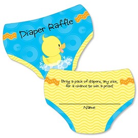 Big Dot of Happiness Ducky Duck - Diaper Shaped Raffle Ticket Inserts - Baby Shower Activities - Diaper Raffle Game - Set of 24