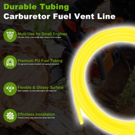 M METERXITY 1-Set PU Fuel Line Kit, 3 Mm(0.12") ID 5mm(0.2") OD 3 M(10') Long Carburetor Vent Hose with 10 Pipe Clamps for ATV/Dirt Bike/Lawn Mower/Go Kart/Small Engines [Yellow]