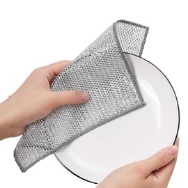 10-Pack 7.9-Inch Dual-Layer Metal Mesh Cleaning Cloths - Scratch-Free Kitchen Scrubbers for Dishes & Cookware