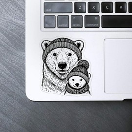 'Polar Bear Family' Clear Sticker Decal – Waterproof Film for Windows, Cars, Walls & Crafts, Medium (100mm) (DC00139481)