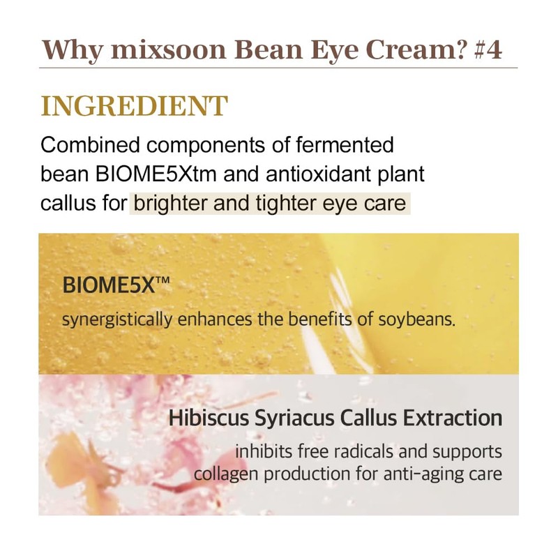 mixsoon Bean Eye cream Moisturizer With Mild Soothing Beans Korean