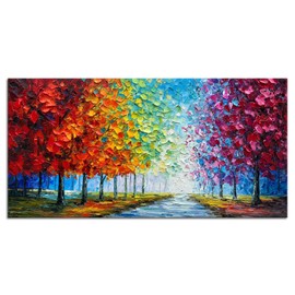 zoinart Colorful Oil Painting on Canvas, Abstract Landscape Wall Art, Texture Painting Wall Art, Modern Wall Painting for Living Room Deco