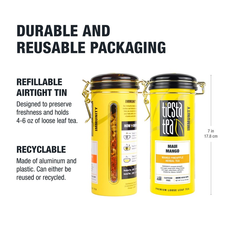 Tiesta Tea Maui Mango, Loose Leaf, Mango Pineapple Herbal Tea,