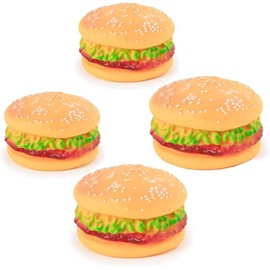 Galepromot 4 Pcs Bite-Resistant Dog Toys Squeaky Chewing Toys Tooth Cleaning Dog Supplies, Golden Retriever Teddy Pets, etc, Dog Training, Sofa Damage Prevention, Hamburger Pet Toys Dog Squeak Toys