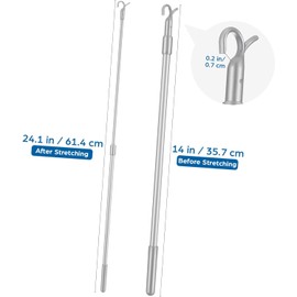 2pcs Venetian Blind Rod Replacement Blinds Wand Extender Shutter Adjustable Length Window Blinds for Vertical Blinds Rod Open Window Blind Rod Mini Inch with Hook Aluminum Alloy Replacement Stick