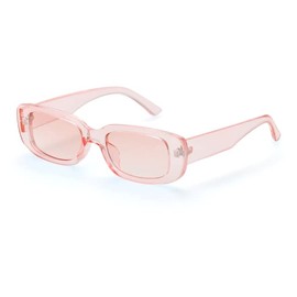 Fashion Retro Y2k Rectangle Sunglasses Shades Sun Glasses Vintage Women UV400 (Peachy pink), 55
