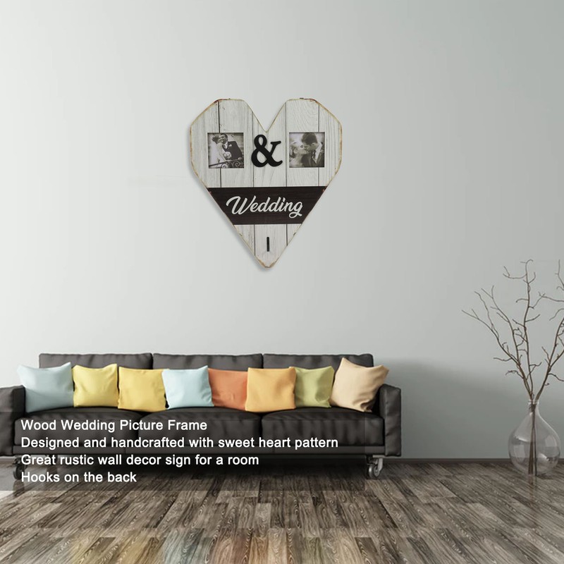 Wood Wedding Picture Frame Key Hook Wall Hanging Decoration Love