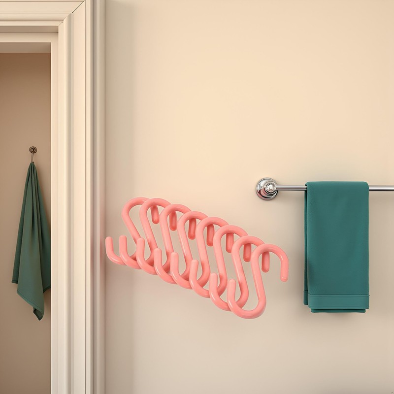 YuanHolumid 8Pcs Pink S S-Shaped Hooks, Plastic Clothes Hangers Multi-Purpose