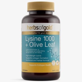 Herbs of Gold Lysine 1000 + Olive Leaf Extract Herbs of Gold Lysine + Olive Leaf, 1 unit, 100 tablets / 허브 오브 골드 라이신 1000 + 올리브잎 추출물 Herbs of Gold Lysine + Olive Leaf, 1개, 100정