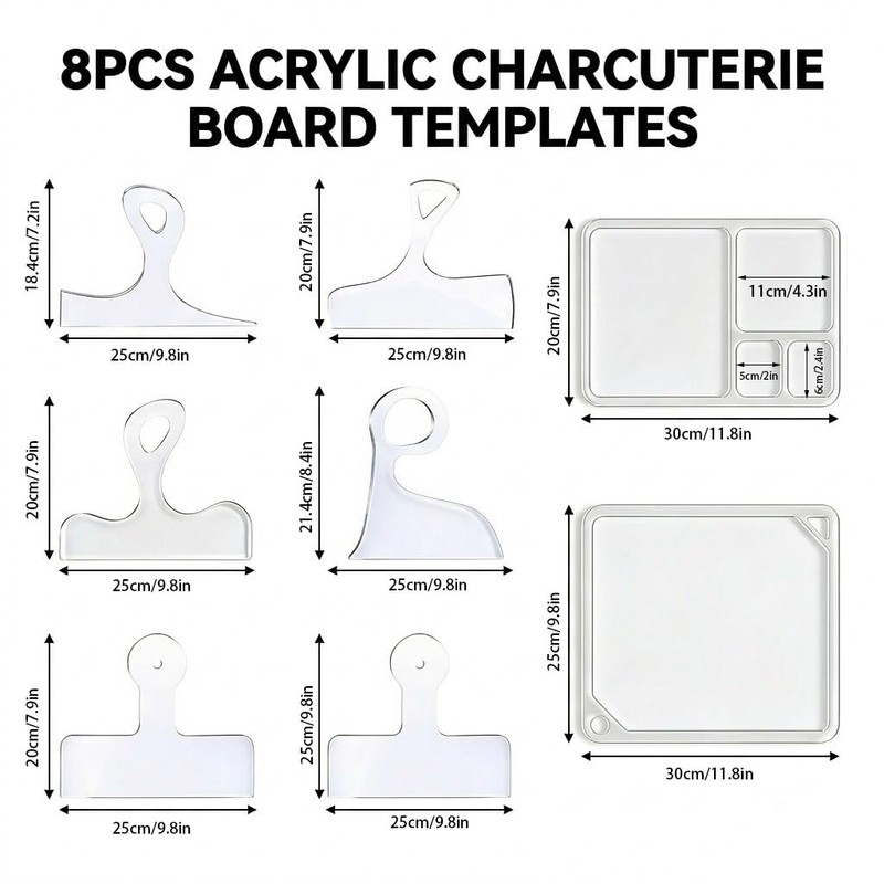 8 PCS Router Templates for Woodworking 6 Acrylic Handle Templates,