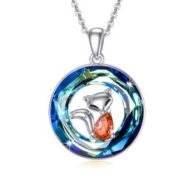 JFASHOP Celtic Crystal Necklace Women's 925 Sterling Silver Celtic Knot Necklace Crystal Pendant Celtic Jewellery Valentine's Day Gifts for Women Girls, Sterling Silver, Emerald