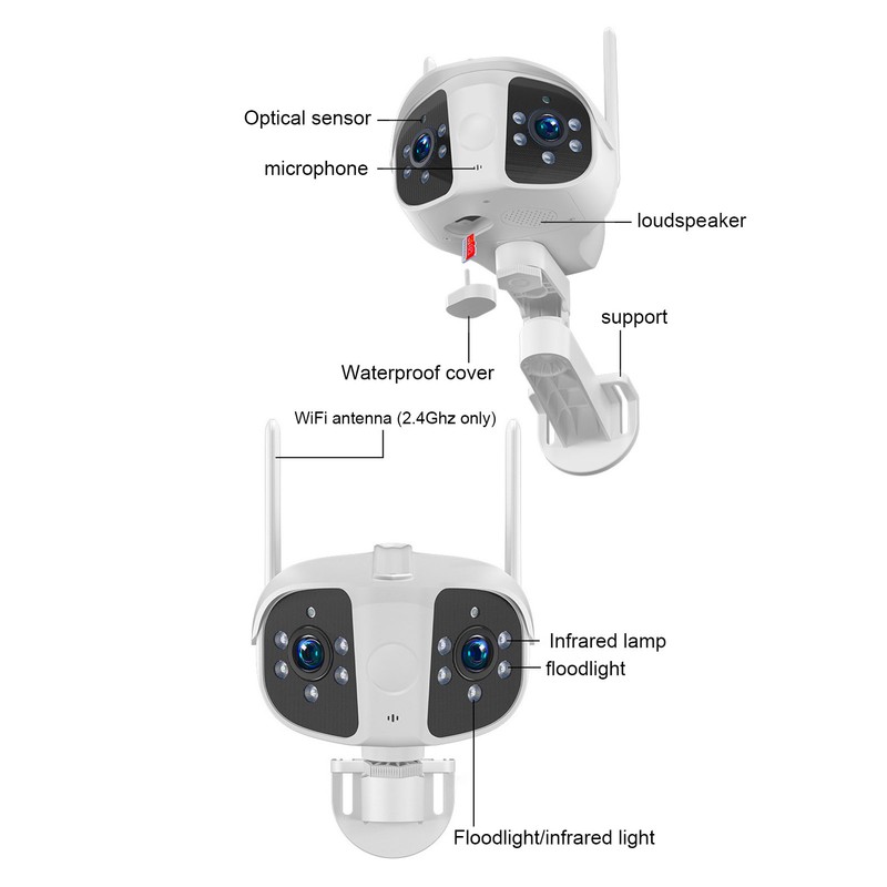 Dual Lens Security Camera 1080P HD 165 Degree Wide Angle
