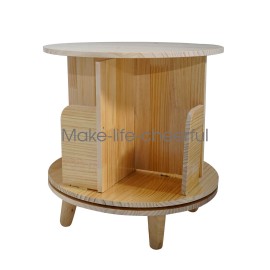 OE QUALITY 1-Layer Rotating Bookcase 360 Rotating Display Rack Pine Wood Rotating Bookshelf