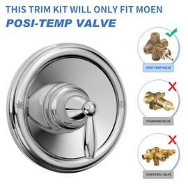 Replacement for Moen T2151 Brantford Posi-Temp Valve Trim Kit, Chrome Shower Trim Kit Shower Lever Handle (#2510 Valve Required)