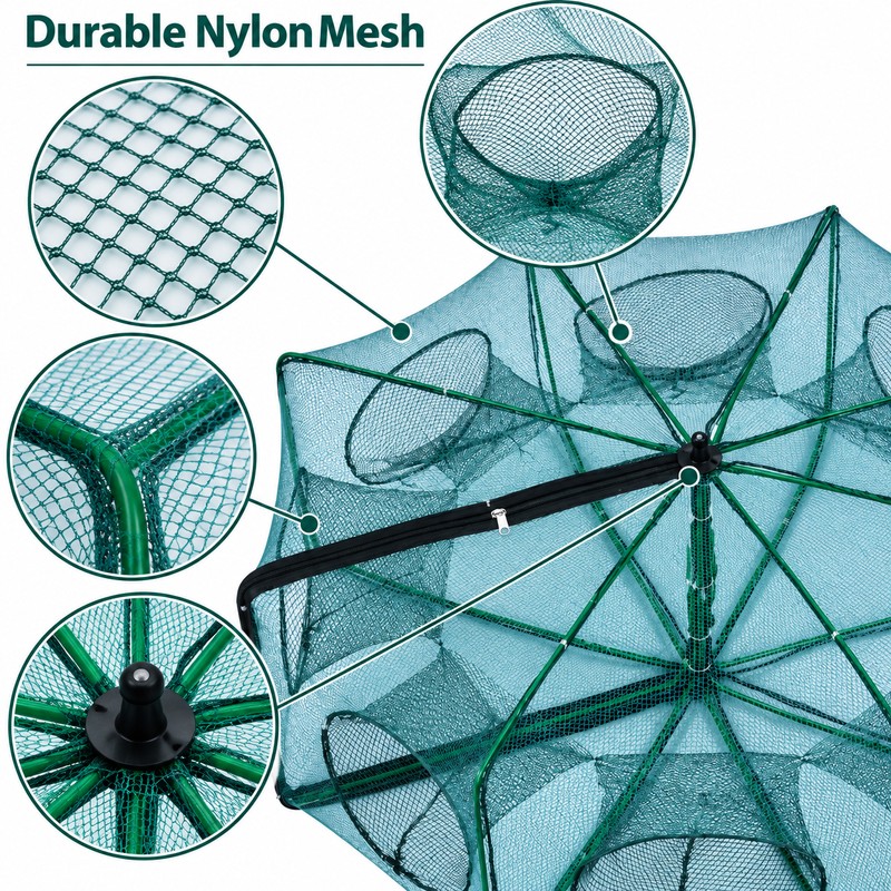 Foldable Fishing Net Trap – Nylon Mesh Hand Fishing Net
