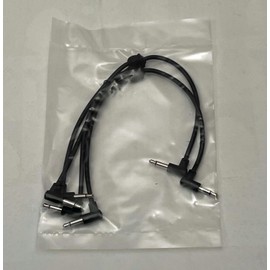 Starving Students Music Supplies Luigi's Modular M-Doppio Mini Y Right Angled Splitter Patch Cables 10cm x 10cm - 2 Pack (Black) - 3.5mm Splitter for Eurorack Modular Synthesizer