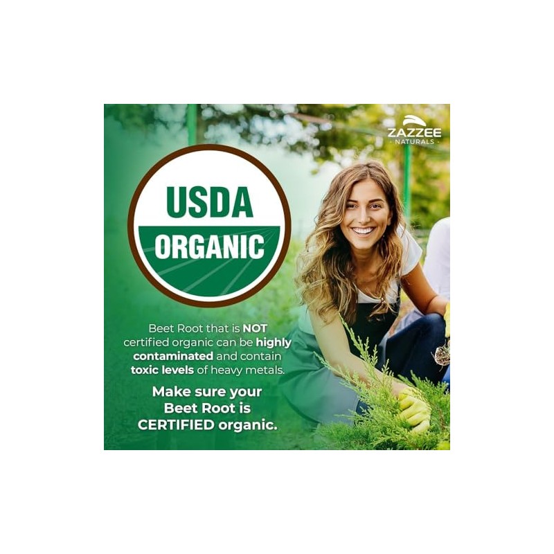 Zazzee USDA Organic Beet Root 20:1 Extract, 60 Vegan Quick
