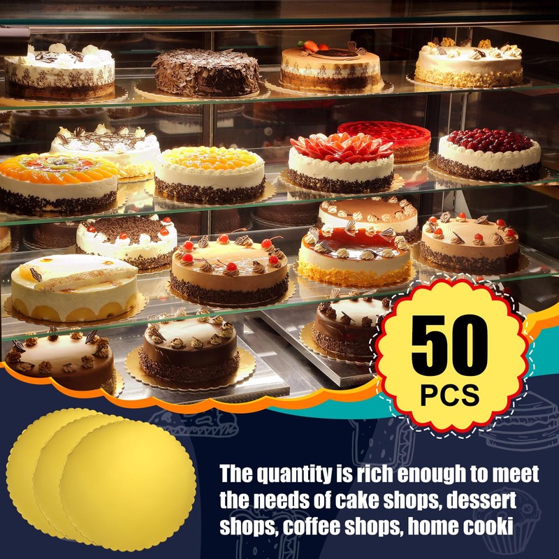 Nuenen 50 Pcs 12 Inch Gold Cake Board Rounds Cake