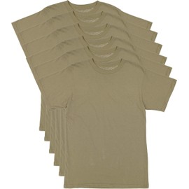 6 Pack - AR 670-1 Army Compliant Coyote Brown Mens Military T-Shirt Poly Cotton Multicam OCP Scorpion Uniform Approved (Small / 33"-37")