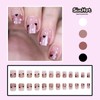 SINHOT Square Press on Nails Short Fake Nails Cute Heart