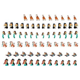 Princess Jasmine and Aladdin clear vinyl Peel and Stick (NOT Waterslide) nail art decals/stickers. Set of 60 by One Stop Nails.