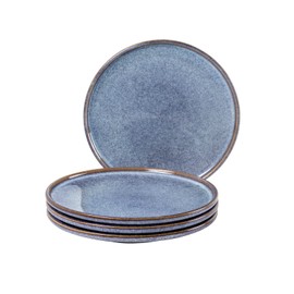 UNICASA Ceramic Dessert Plates - Dinner Salad Plates Set of 4, 8.25 Inch Round Serving Dishes Set for Pasta - Stoneware Dinnerware Set Kitchen, Dishwasher, Microwave & Oven Safe (Blue)