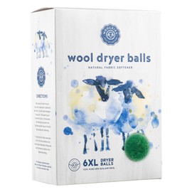 Woolzies Wool Dryer Balls Organic Big Wool Spheres Best Fabric Softener | 6-Pack XL Dryer Balls for Laundry is Made with New Zealand Wool | Use Laundry Balls for Dryer with Essential Oils (Green)