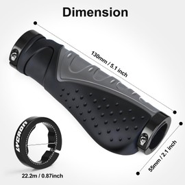 LYCAON Bike Handlebar Grips Bicycle, Bicycle Grips Ergonomic Non-Slip Rubber Bicycle Handle with Aluminium Lock, Handle for Scooter Cruiser Urban Tricycle Wheel Chair Mountain Road Bike MTB BMX (Grey)