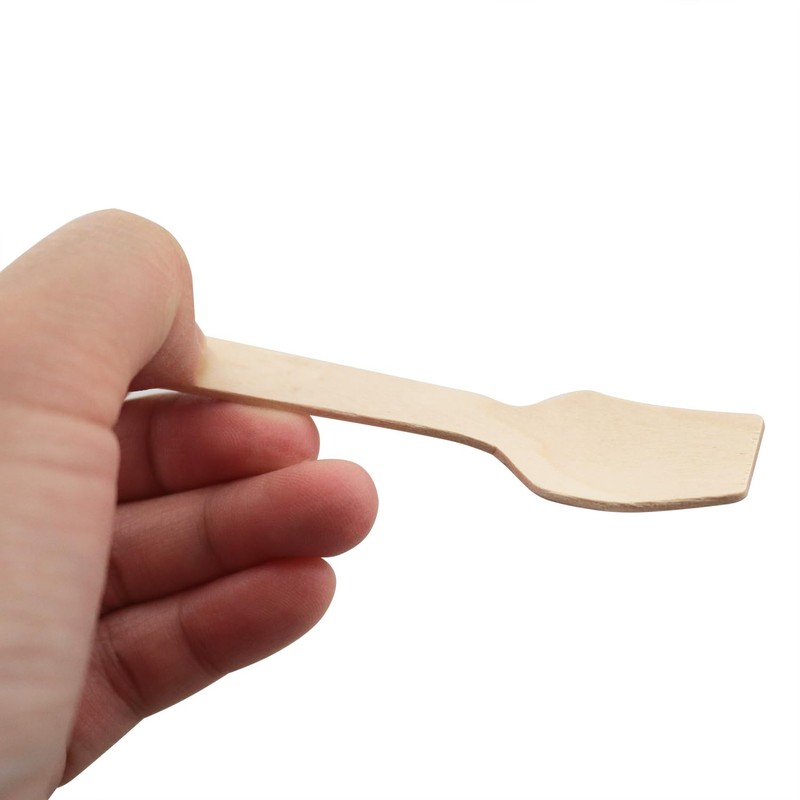 100PCS 3.75 inch Mini Wooden Square Scoop Spoon Square Head