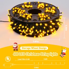 JMEXSUSS Christmas Lights Outdoor: 132ft 400 LED Christmas Tree Lights with Remote - Warm White Christmas String Lights Plug in for Indoor Bush Decorations