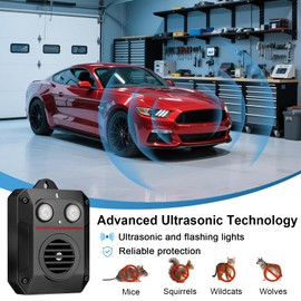 Ultrasonic Rodent Repellent with Strobe Light and Ultrasonic Wave, Effective Mouse Deterrent for Vehicle, Car, Basement, Attic, House and Garden, Keep Mice Away
