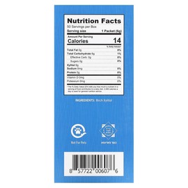 Health Garden All Natural Birch Xylitol Sweetener, 50 Packets, 0.21 oz (6 g) Each