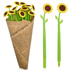 12 PCS Sunflower Ballpoint Pens, Silicone Plants Shaped Pen, Cute Floral Pens Bulk for Women Teacher Students Kids Girls, Fancy Flower Party Favor Sunflower Gifts, 0.38 mm Black Gel Ink (Sunflower)