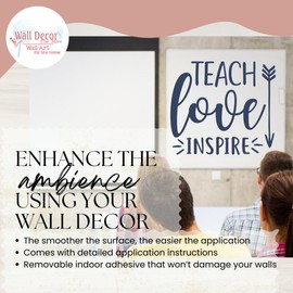 Teach Love Inspire Inspirational Quotes for Wall Decor - Wall Art Decals - Motivational Teacher Appreciation Gifts - School Vinyl Wall Art - Removable Sayings for Wall Décor