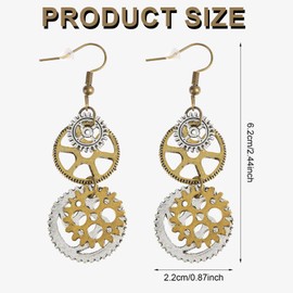 Steampunk Gear Earring, Vintage Steam Gear Earrings Steampunk Earrings for Women Steampunk Gear Pendant Dangle Gothic Jewelry Steam Punk Jewelry Accessory for Women
