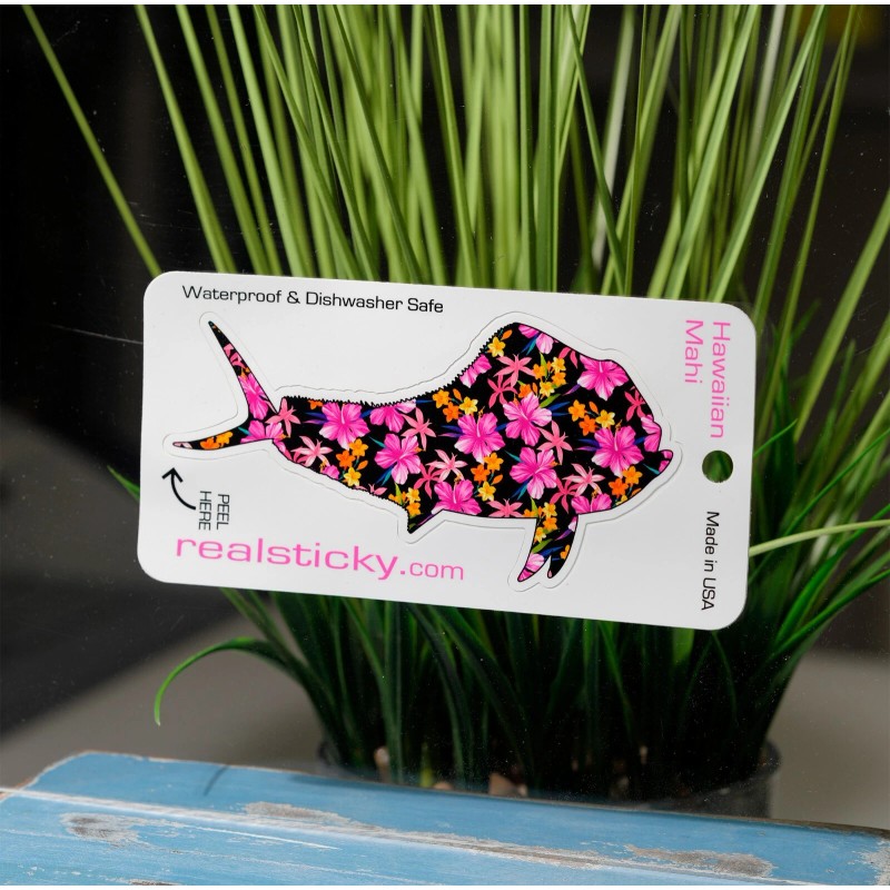 Real Sticky Mahi Fish Sticker Hawaii Flower Cup Laptop Cup
