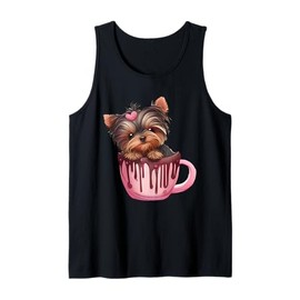 Sweet Yorkie Delight Yorkshire Terrier in Chocolate Cup Art Tank Top