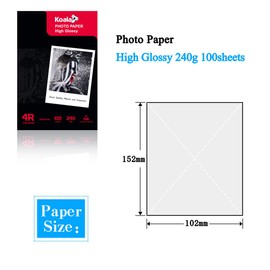 Koala Inkjet Hochglänzend Fotopapier 10x15 cm, 240 g/m², 100 Blatt, für Canon HP Epson Tintenstrahldrucker