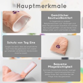 Gummee Baby Handschuhe für Neugeborene – Kratzfäustlinge Baby Neugeborene – Verstellbare Beißhandschuh Baumwolle – Neugeborenen Set 0-3 Monate (Rosa)