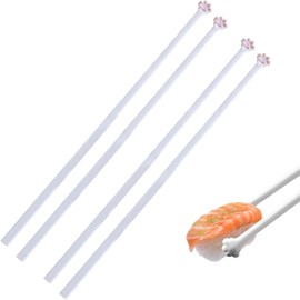 Yeanifeana 2 Pairs Cat Paw Chopsticks, Non-Slip Pink Plastic Chopsticks with Cute Paw Prints, Unique Cat-Themed Tableware Gift for Cat Lovers