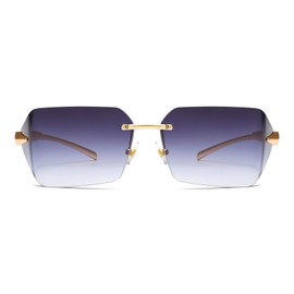 Long Keeper Rimless Sunglasses Square Women Men Vintage Sunglasses Square Y2K Trend Fashion Square Rimless Glasses Unisex UV400, Gray Gradient Lens