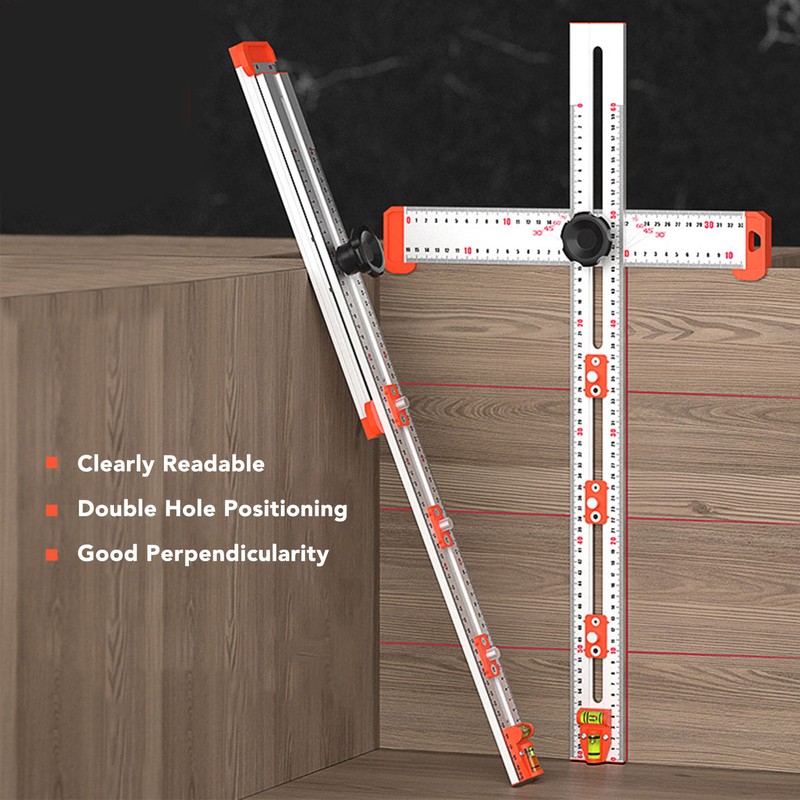 Woodworking Ruler Scribing Tool 2 In 1 Multifunctional Aluminum Alloy