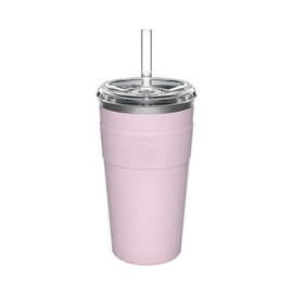 KeepCup Thermal Cold Cup - Insulated Stainless Steel Reusable Coffee Cup with Lid and Straw - 12oz/340ml - 16oz/454ml - Pashmak Pink