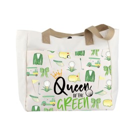 AKTAP Novelty Golf Accessory Gift Funny Golf Lover Tote Bags Queen Golfers Gifts For Golf Lover Golf Player Coach Appreciation Gift (Green TB)