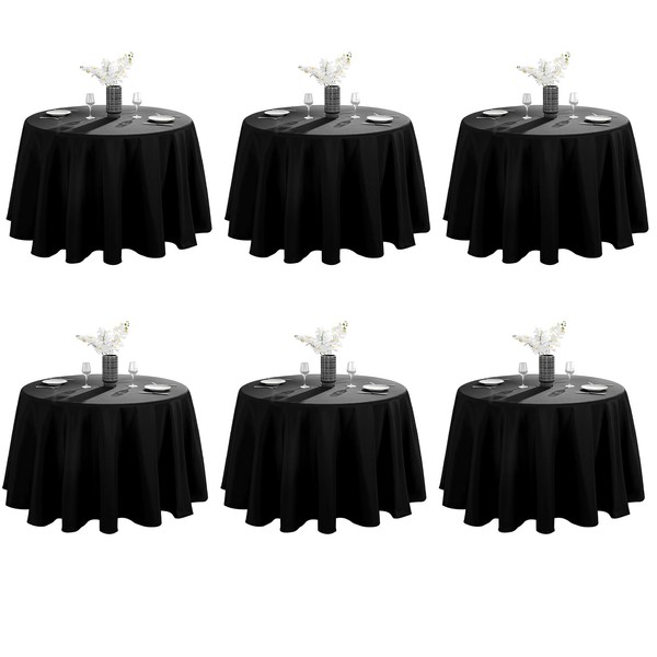 VidaFete Round Tablecloth 132inch 6pack Polyester Table Cloth, Stain Wrinkle