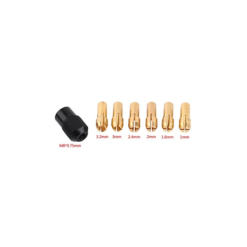 Collet Sleeves, 7Pcs Brass Chuck Collet Drill Bit Sets Nut